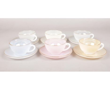 A set of six Arcopal cups &amp; saucers.  
