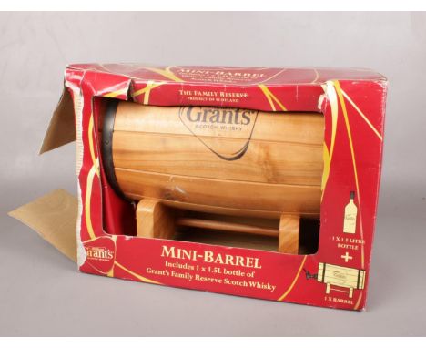 A Grant's Scotch Whisky full &amp; sealed Mini-barrel. (still in original box)  