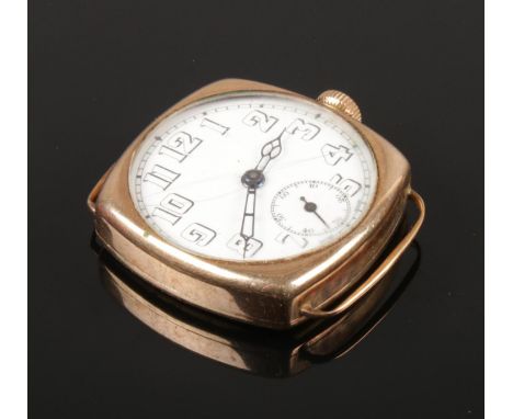 A gents vintage 9ct gold Zenith manual watch head.  Not running.