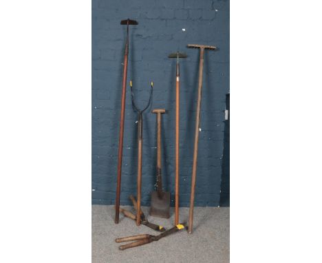 A collection of garden tools.  