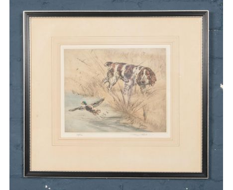 Henry Wilkinson, framed limited edition drypoint etching, Cocker Spaniel. Signed in pencil by the artist.  