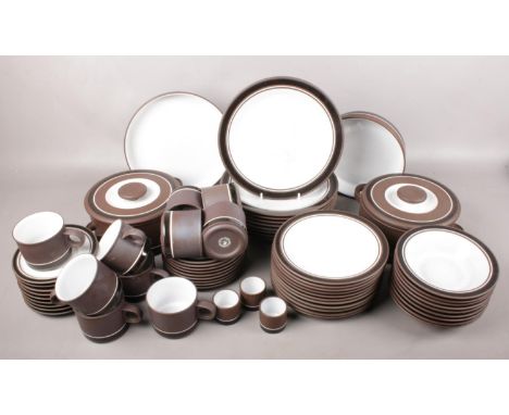 A fifty five piece Hornsea 'Contrast' pattern dinner service. To include, dinner, salad, side plates, two tureens, two servin