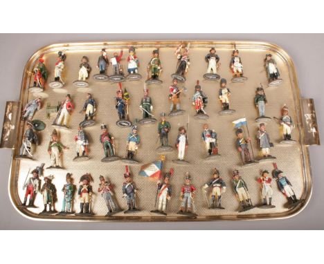 A collection of Delprado figures. Approx 45. Trumpeter, Austrian Hussars 1805, Standard-bearer French light Infantry 1809, 2n