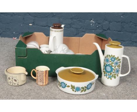 A group of miscellaneous ceramic's. J &amp; G Meakin coffee pots &amp; tureens, Soup bowls, Kensington Price etc  