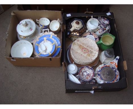 19th Century and later ceramics to include a Bloor Deerby porcelain sauce tureen and cover on stand, hand painted with roses,