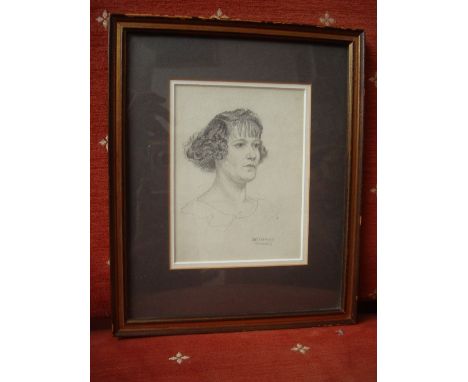 Bernard Munns (1869-1942).  A pencil portrait of  lady. 