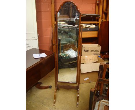 An early 20th Century mahogany cheval dressing mirror. 