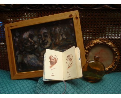 T. O' Donnell (b. 1944).  A mixed media, 33.5 x 24cm together with a T. O'Donnell nautical themed engraving on glass, an en r