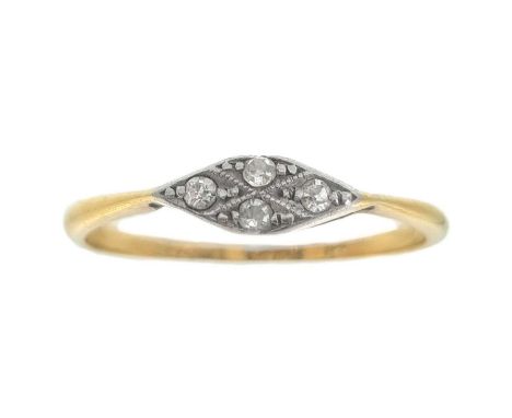 An 18ct diamond set ring. The head set with four tiny diamonds, size L 1/2, 1.4g.
