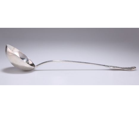 A GEORGE IV SCOTTISH SILVER SOUP LADLE,&nbsp;by Robert Gray &amp; Son,&nbsp;Glasgow 1827, Kings pattern, engraved with crests