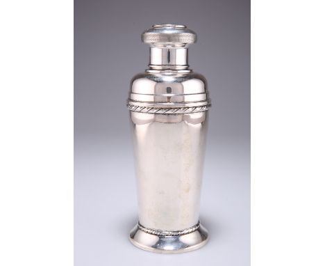 AN ITALIAN SILVER COCKTAIL SHAKER, CIRCA 1960-70, by Secondo Marchetti, Milan, tapering cylindrical with rounded shoulder and