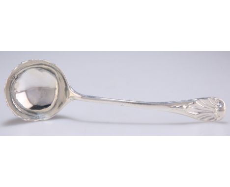 A GEORGE III SILVER SAUCE LADLE,&nbsp;maker RG, London 1788, the bowl shell-cast, the terminal further shell-cast. 17.5cm, 2.
