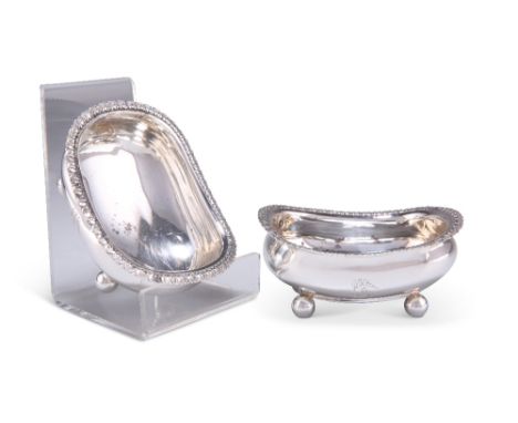 A PAIR OF GEORGE III SILVER SALTS,&nbsp;by Alice &amp; George Burrows II,&nbsp;London 1811, rounded rectangular with tongue a