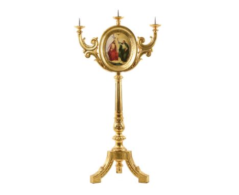 Candlestick with Archangel Michael and the Trinity dating: second quarter of the 20th Century provenance: Romania Egg tempera