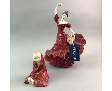 ROYAL DOULTON FIGURE OF THIS LITTLE PIG, HN1793, along with a Royal Worcester figure of the Painted Fan, three Coalport femal