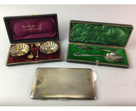 GEORGE V SILVER CIGARETTE CASE, maker Harman Brothers, Birmingham 1919, the exterior with engine turned decoration, gilt inte