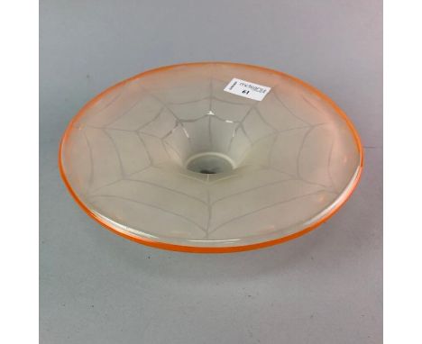 CAITHNESS GLASS BOWL, decorated with spiders web pattern, signed by Loraine Keith and dated '97, 23cm diameter
