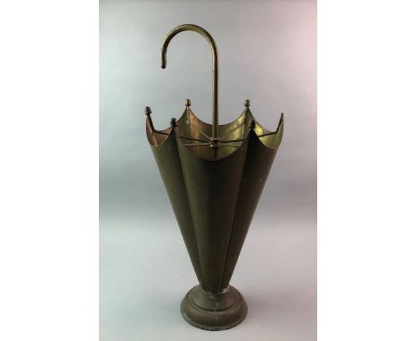 BRASS STICK STAND, modelled as an umbrella