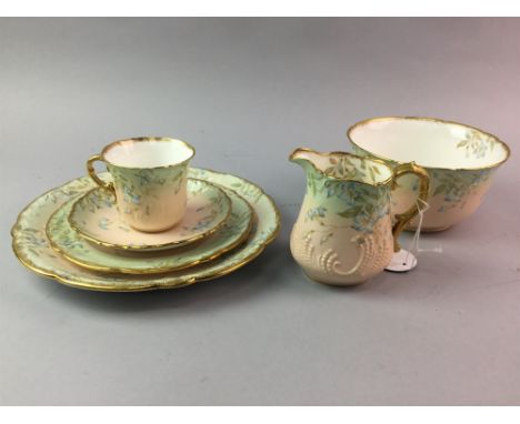 AYNSLEY TEA SERVICE, with floral and gilt decoration, comprising twelve trios, two sandwich plates, cream and sugar