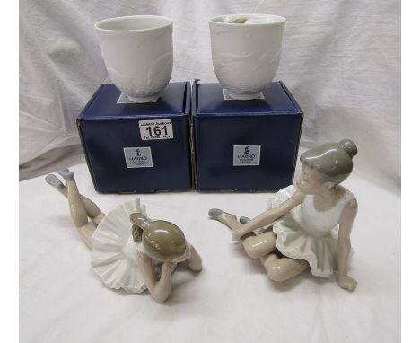 2 Lladro Nao figurines &amp; 2 holders