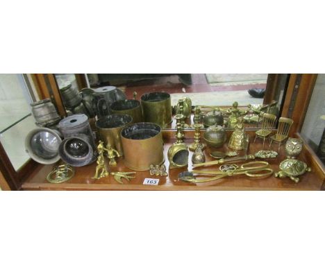 Shelf of brass etc