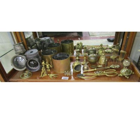 Shelf of brass etc