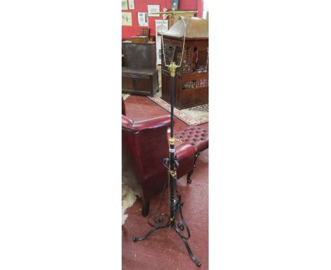 Adjustable iron &amp; brass standard lamp