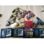 Assorted DeWalt, Makita, and Milwaukee Impact, Drill Drivers and Chargers, DOES NOT INCLUDE