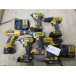Assorted DeWalt Battery Powered Impact and Drill Drivers, Includes Batteries and 2 Chargers, 8pcs
