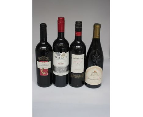 A Selection Of Wines To Include Arc Du Rhone Chateauneuf- Du- Pape 2013, Jacobs Creek Vintage Shiraz 2007, Trivento Malbec 20