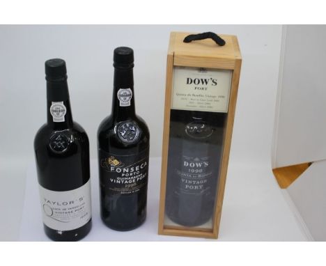 Three Bottles Of Port Including Dow's Quinta Do Bomfim Vintage Port, Taylors Quinta De Vargellas Vintage Port 1986 Bottled 19