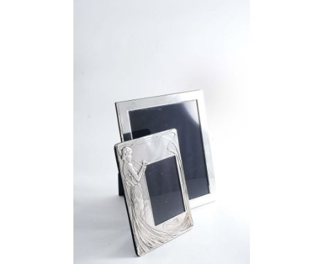 A CONTEMPORARY LARGE, PLAIN PHOTOGRAPH FRAME Sheffield 2001 and another stamped with a pipe-playing figure, London 1984;  the