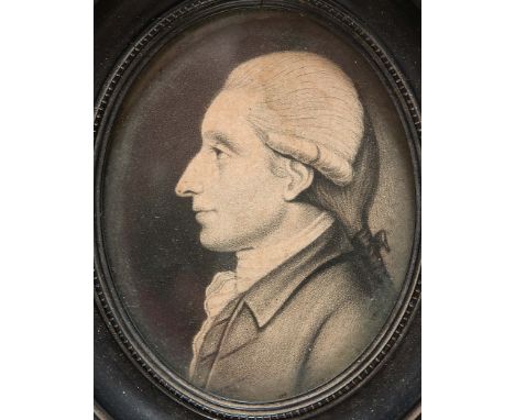 ENGLISH SCHOOL Mezzo tine portrait of a gentleman, head & shoulders in black pearwood frame
