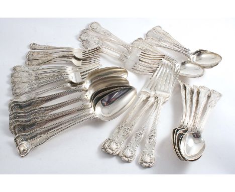 ASSORTED KING'S PATTERN FLATWARE in several varients including:- Eight table spoons, four table forks twelve dessert spoons &