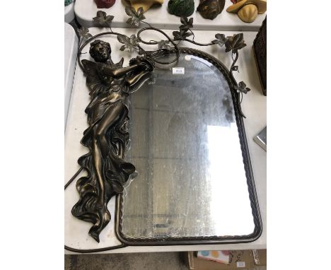 AN ART NOUVEAU STYLE FIGURAL MIRROR 