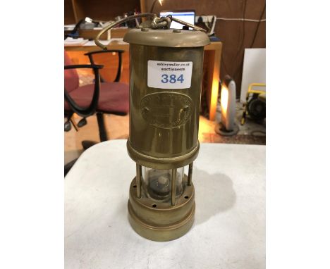 A VINTAGE BRASS 'MARION' MINERS LAMP, 'OPTIMUM COLLIERY 28/10/71' 
