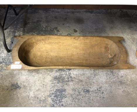 A VINTAGE WOODEN TEAK FEEDING TROUGH 