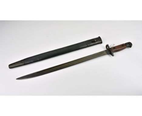 A 1907 pattern WW1 period sword bayonet by Sanderson, the blade signed to ricasso and stamped with crown and '1907 3 18', iss