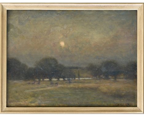 Arthur George Bell R.I. / R.O.I. (British, 1849-1916), 'Penn Ponds Richmond Park' oil on board, signed 'Arthur G. Bell' lower