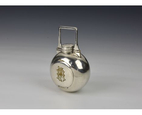 An unusual and extremely rare Victorian silver plated hip flask and coin purse combination, the round almost spherical shaped