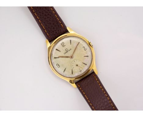 A scarce large size 1950s gents Omega manual wristwatch, cal. 266 17 jewel movement, no. 13277183, silvered 31mm. dial with A