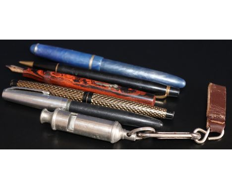 Small Mixed Lot To Include Golden Platignum Quick Change Fountain Pen, Combridge Birmingham No1 Fountain Pen (Missing Lid), O