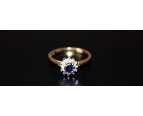 18ct Gold Ladies Sapphire And Diamond Dress Ring, Fully Hallmarked, Ring Size K 