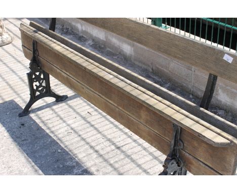 Cast Iron Ended Garden Bench, Wooden Backrest And Lift Up Seat, Length 70 Inches 