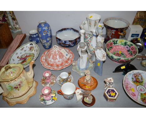 Decorative ceramics, to include: an Aynsley butter dish and cover; a Victorian blush ivory teapot and stand; Victoria Austria