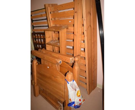 A modern pine bunk bed.