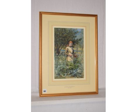 Sir Hubert Von Herkomer, RA - A portrait of Margaret Herkomer in a garden, indistinctly signed with monogram (l.l.); with lab