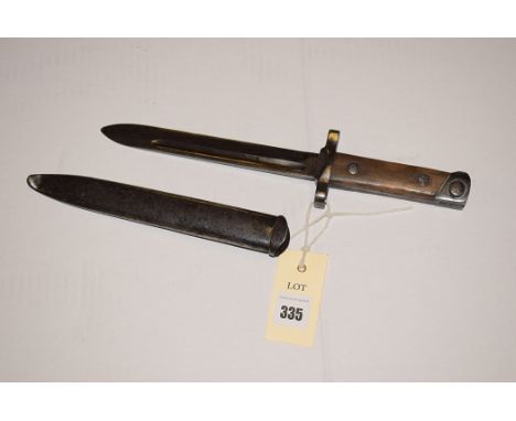 A Second World War period mauser bayonet, possibly Portuguese, stamped 'Stella', with steel scabbard.