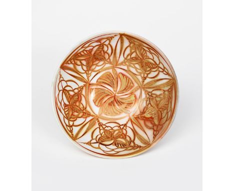 Edgar Campden (born 1930) an Aldermaston Pottery bowl, painted to the interior with stylised floral band and central radiatin