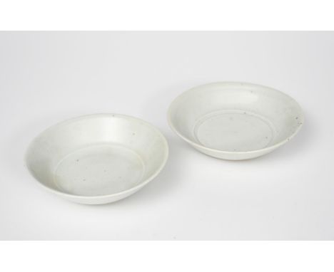 Richard Batterham (1936-2021) a large porcelain avocado dish with chattering band to interior, covered with a pale celadon gl